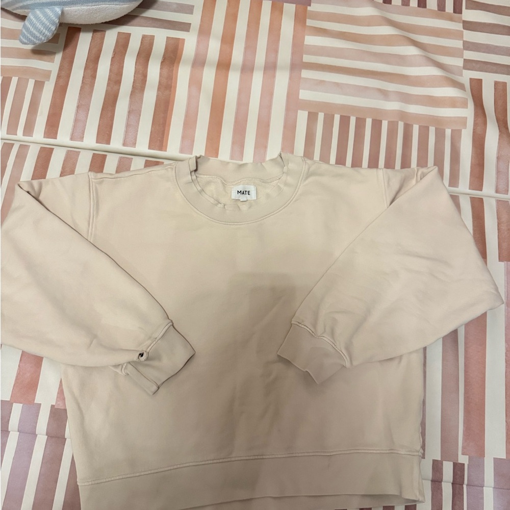 MATE the label fleece raw neck Sweatshirt 🏷️